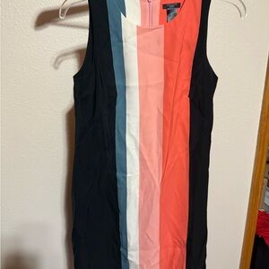 Ann Taylor Black and Multicolor Striped Mini Dress